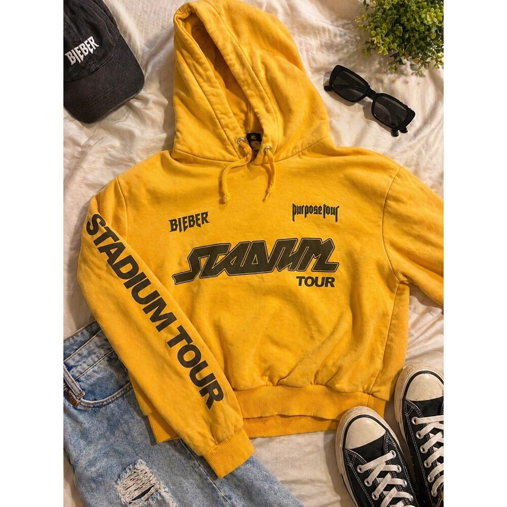 Justin Bieber Purpose Tour Stadium Hoodie Yellow H&M Merch Size Medium